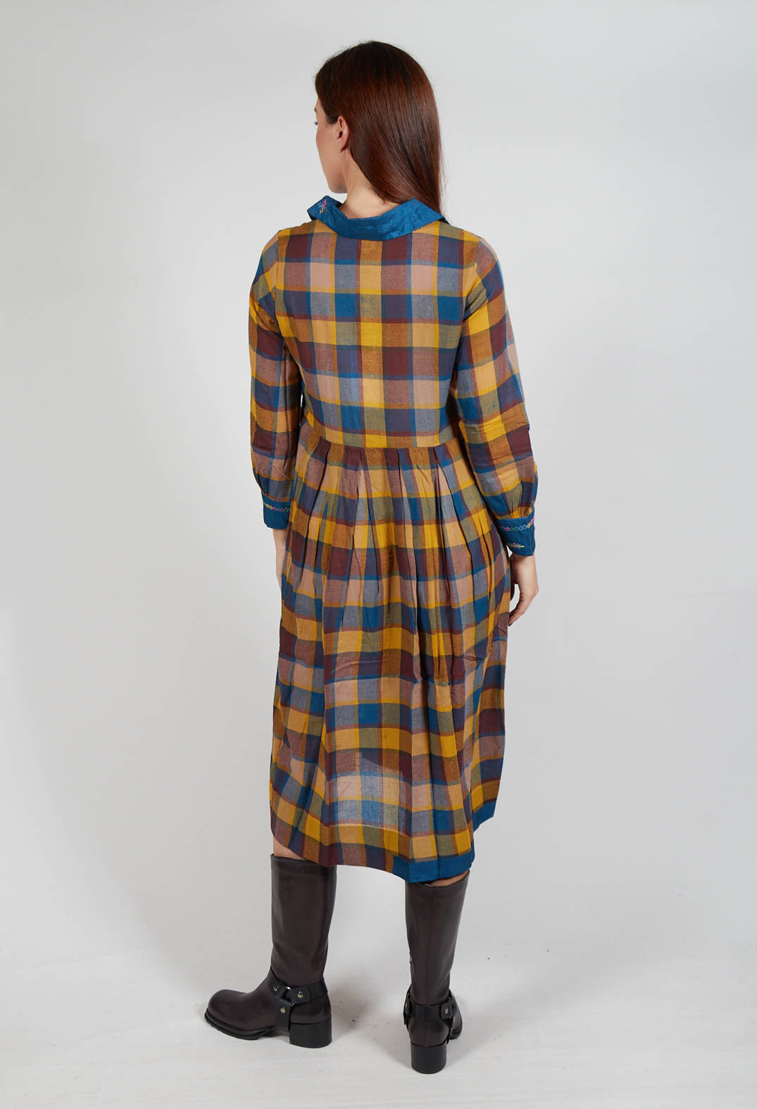 Wool Raven Dress in Yellow Check