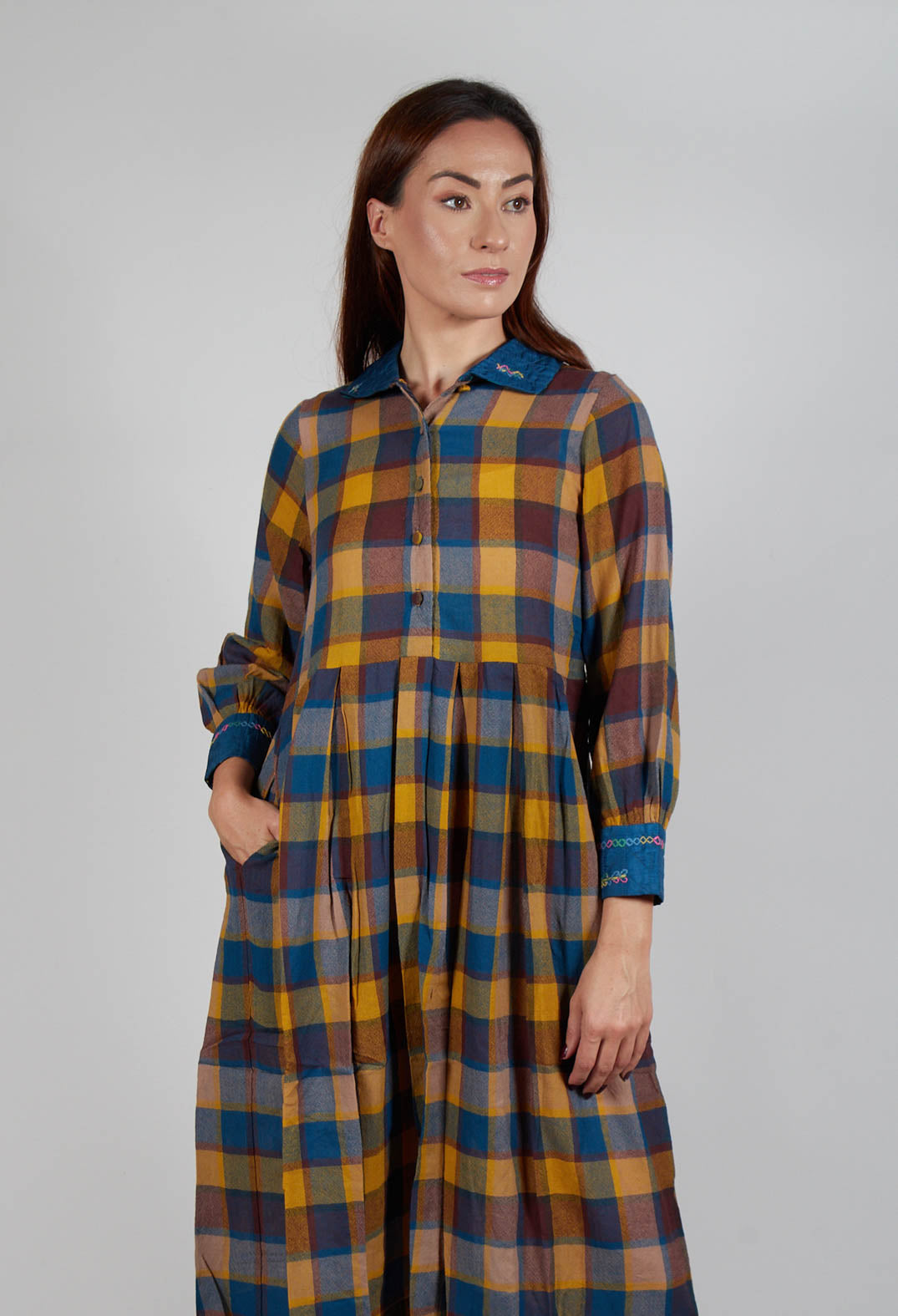 Wool Raven Dress in Yellow Check