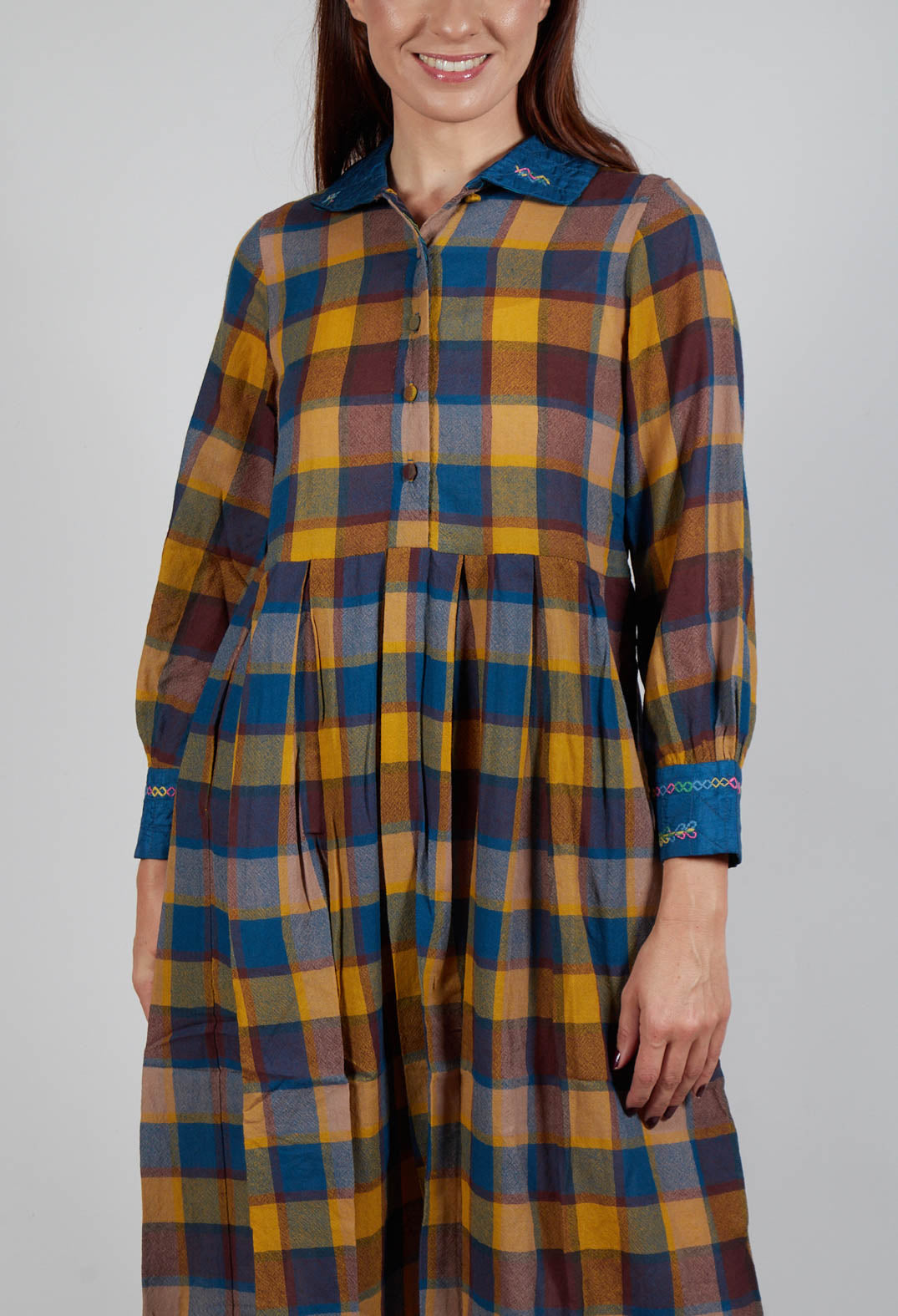 Wool Raven Dress in Yellow Check