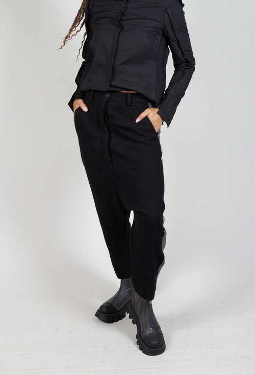 Wool Trousers in Black Stripe