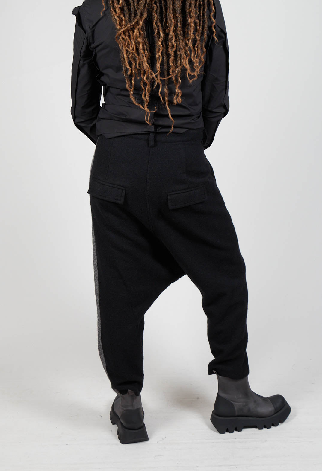 Wool Trousers in Black Stripe