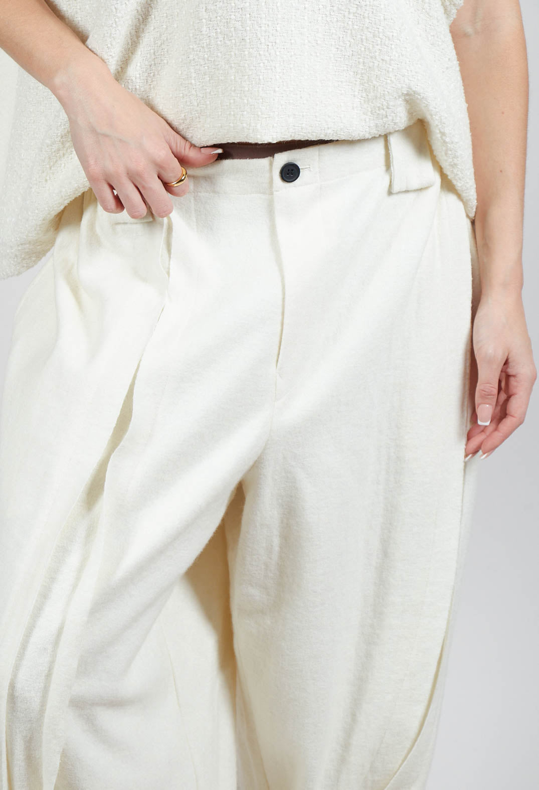 Wool Trousers in Cream