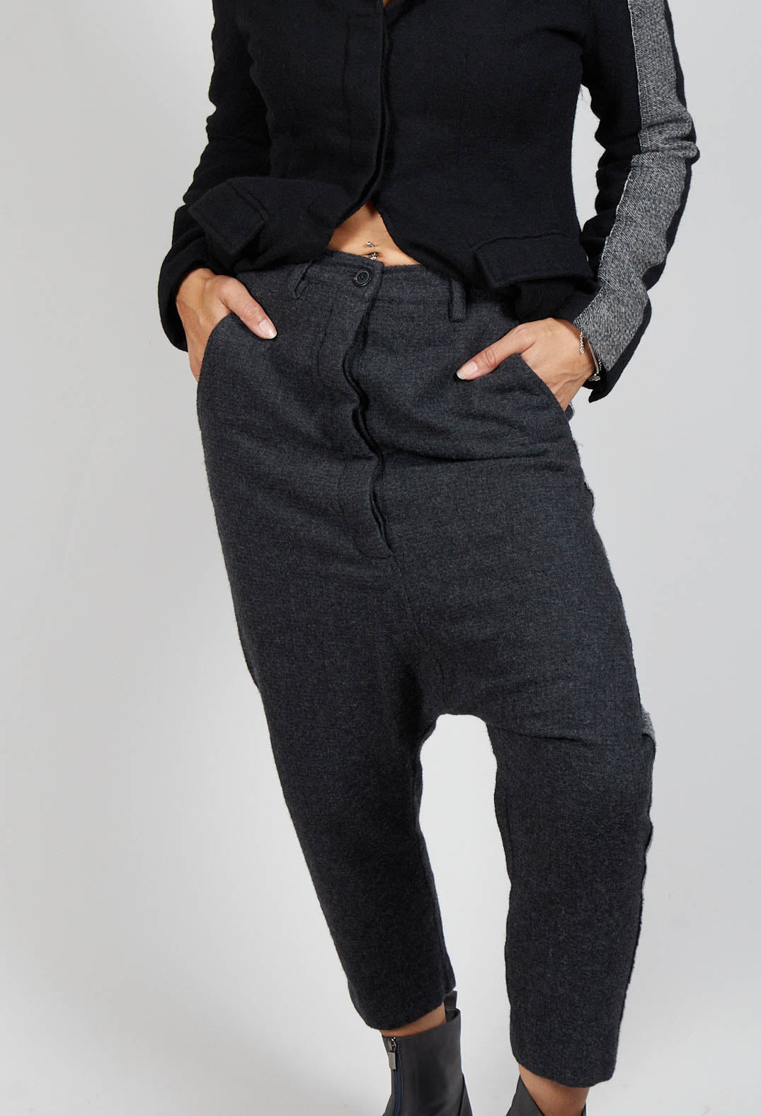 Wool Trousers in Slate Stripe