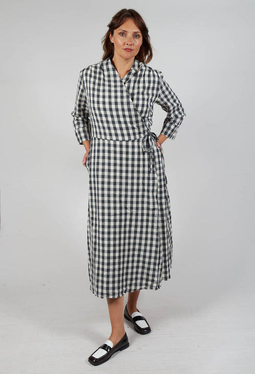 Wrap Dress in Asfalto Check