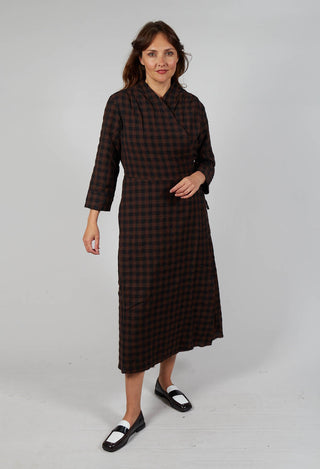 Wrap Dress in Ebano Check