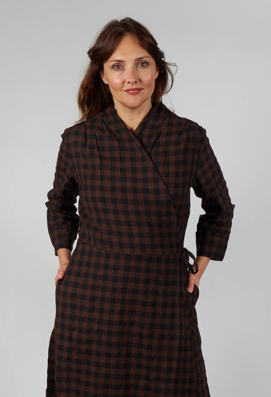 Wrap Dress in Ebano Check