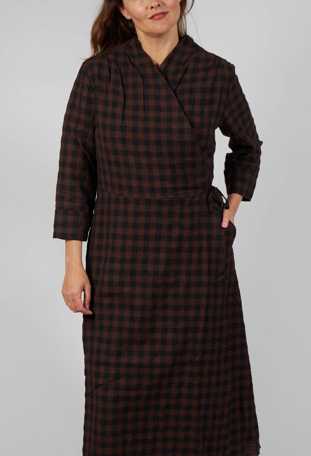 Wrap Dress in Ebano Check