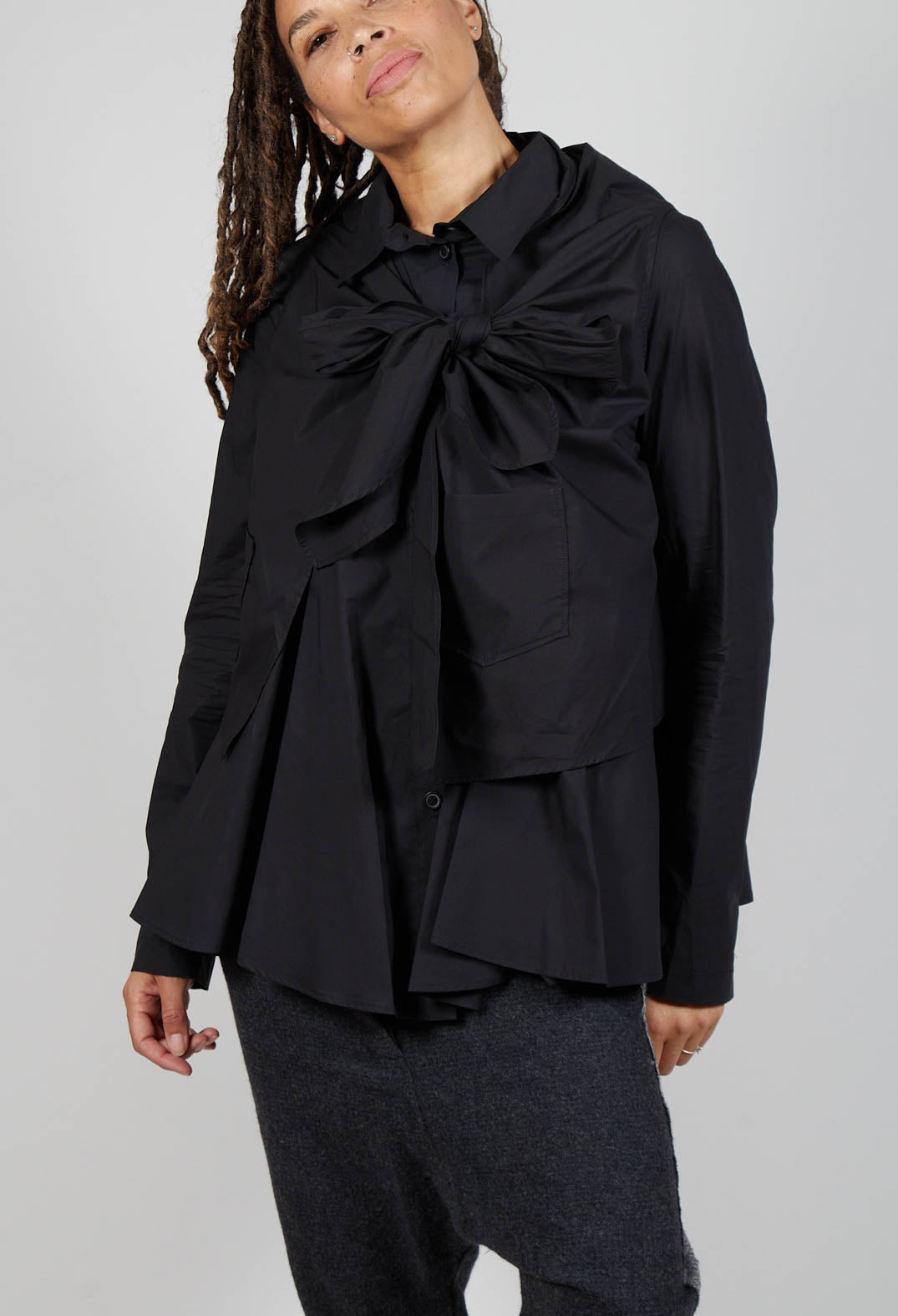 Wrap Over Shirt in Black