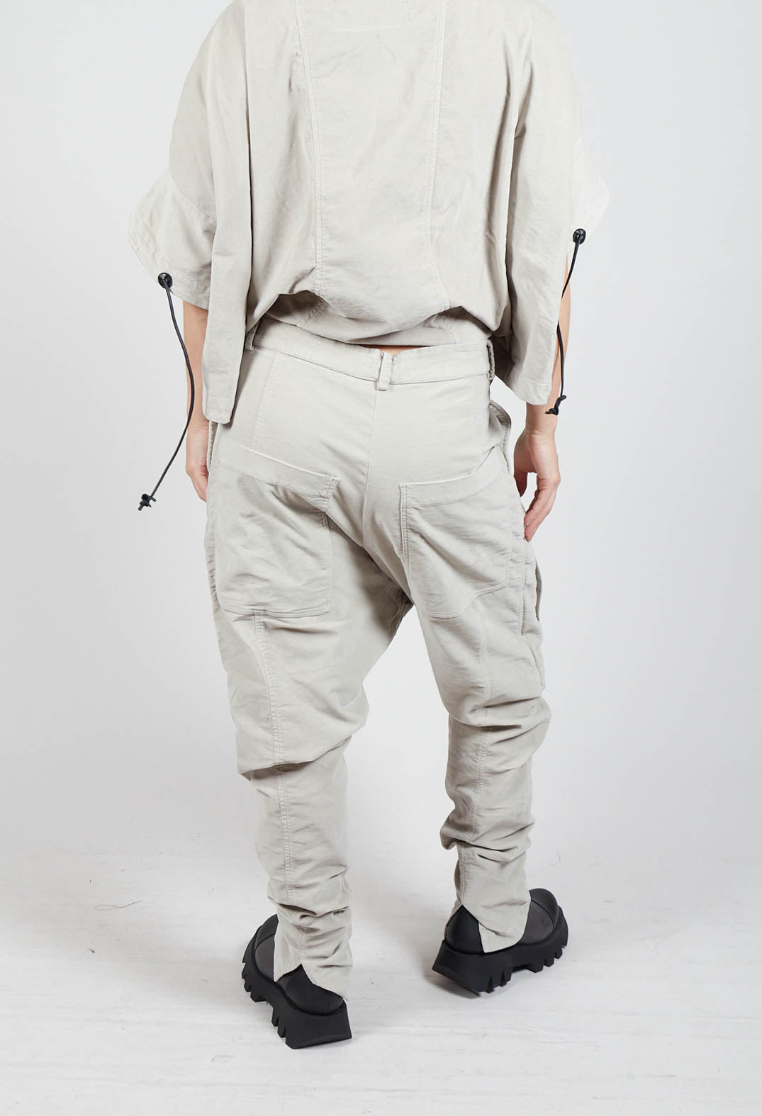 Wrinkled Drop Crotch Trousers in Eraser