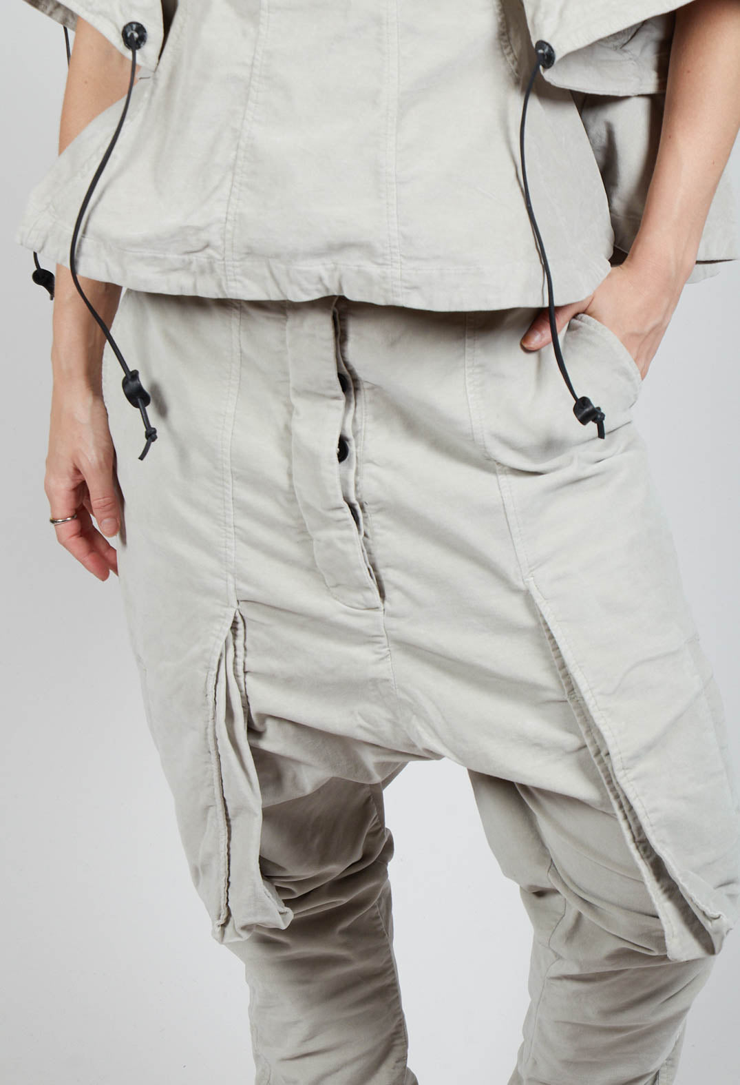 Wrinkled Drop Crotch Trousers in Eraser