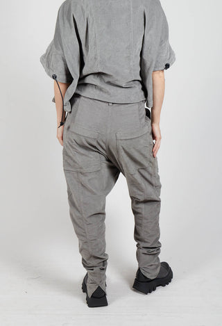 Wrinkled Drop Crotch Trousers in Pencil Cloud