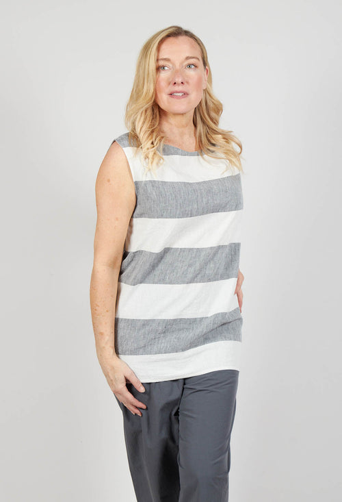 Striped Linen Blouse in Milk/Black