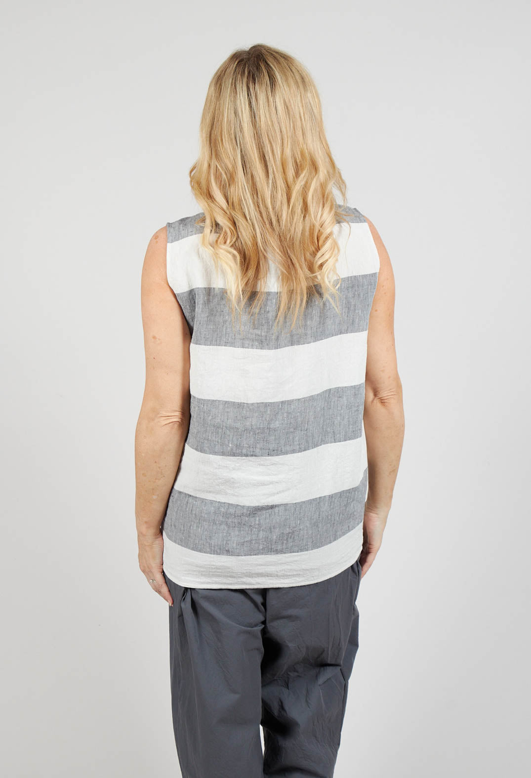 Striped Linen Blouse in Milk/Black