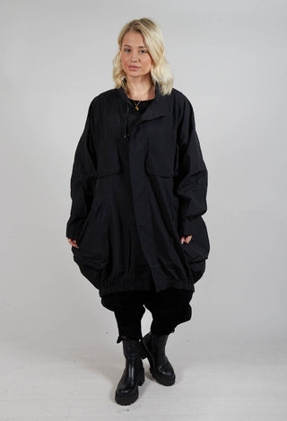 Zip Up Rain Coat in Black