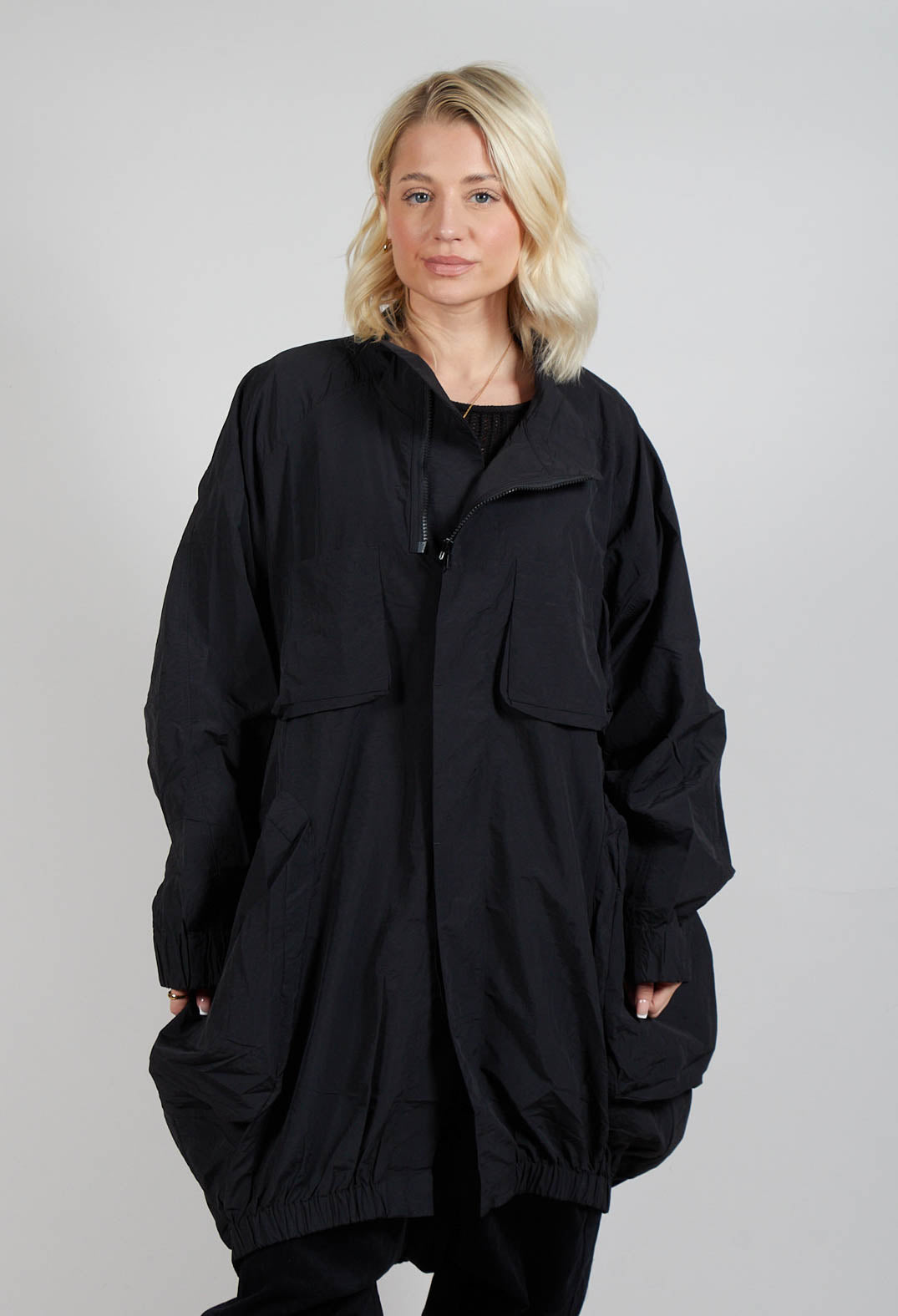 Zip Up Rain Coat in Black