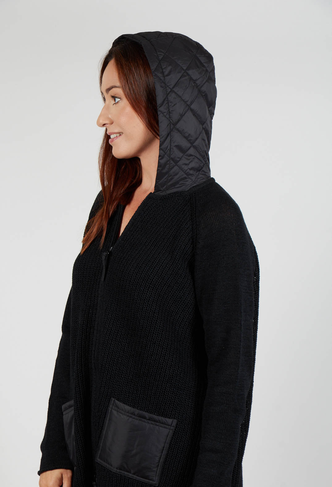 Hooded Cardigan in Black