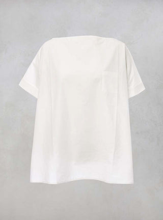 Wide Neck Boxy Top with Front Pocket in Latte