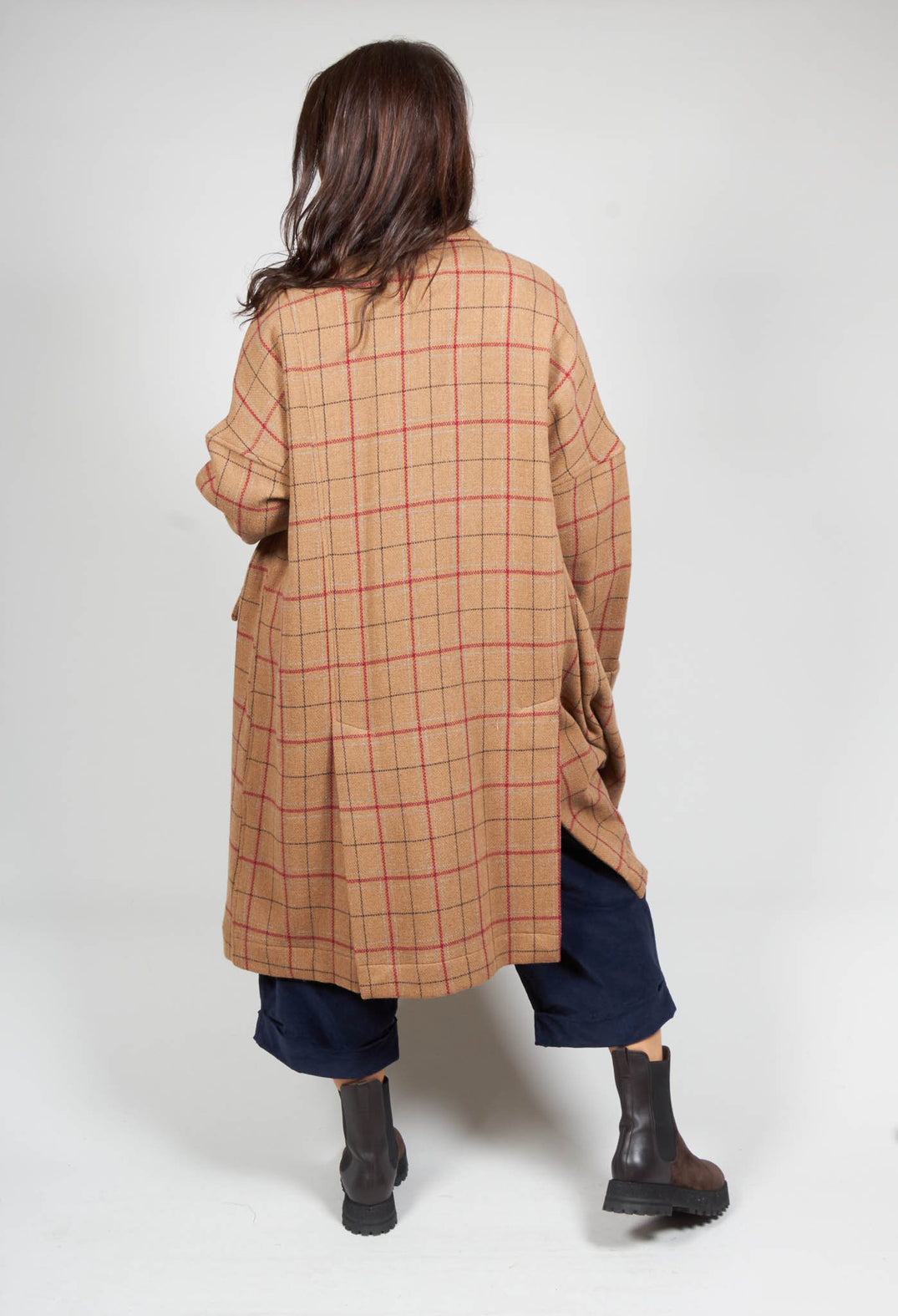 Large Tartan Wool Coat in Cookie