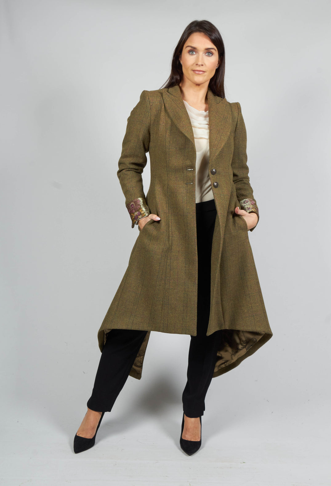 Soul Embroidery Coat in Tweed