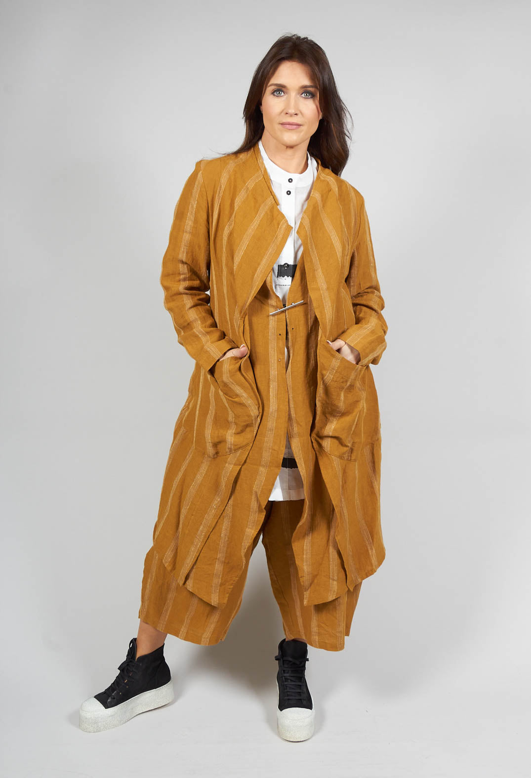 Mustard longline outlet coat