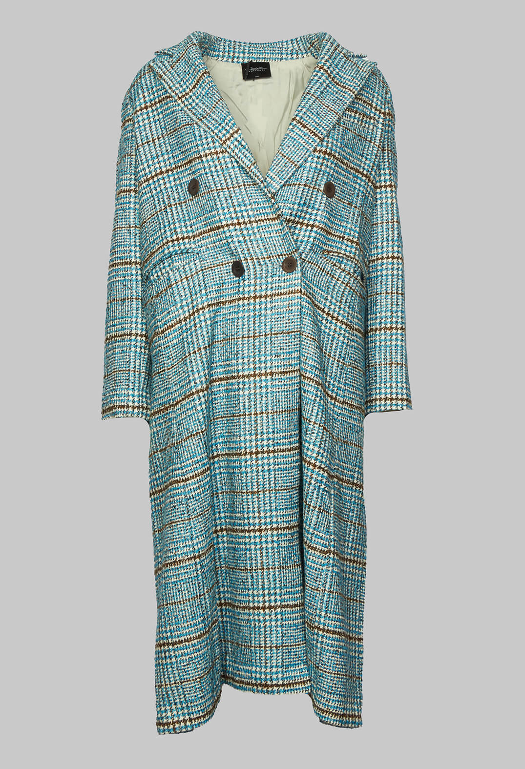 Checked Wool Coat in Light Blue – Olivia May