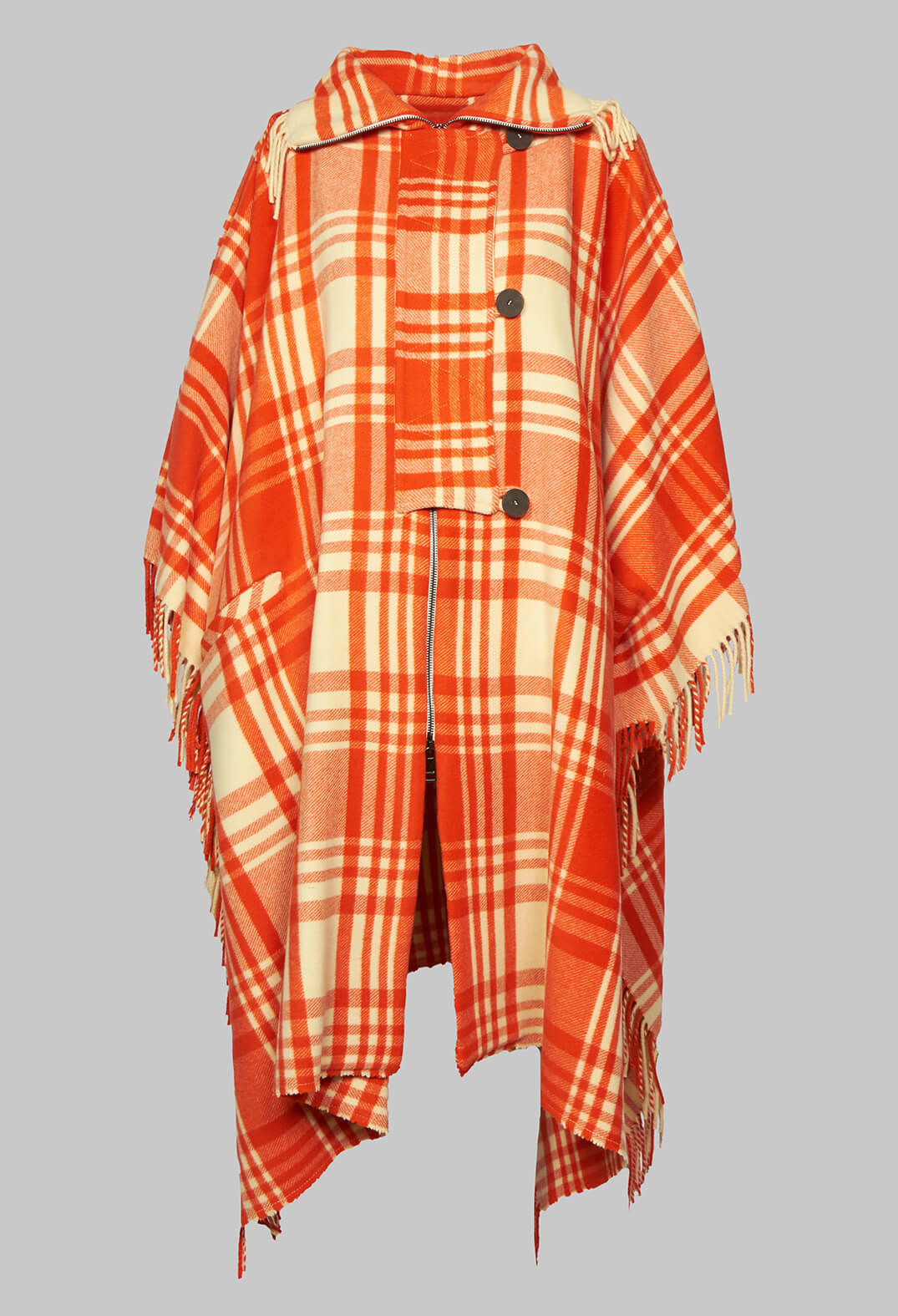 Checkered Wool Cape in Red Olivia May