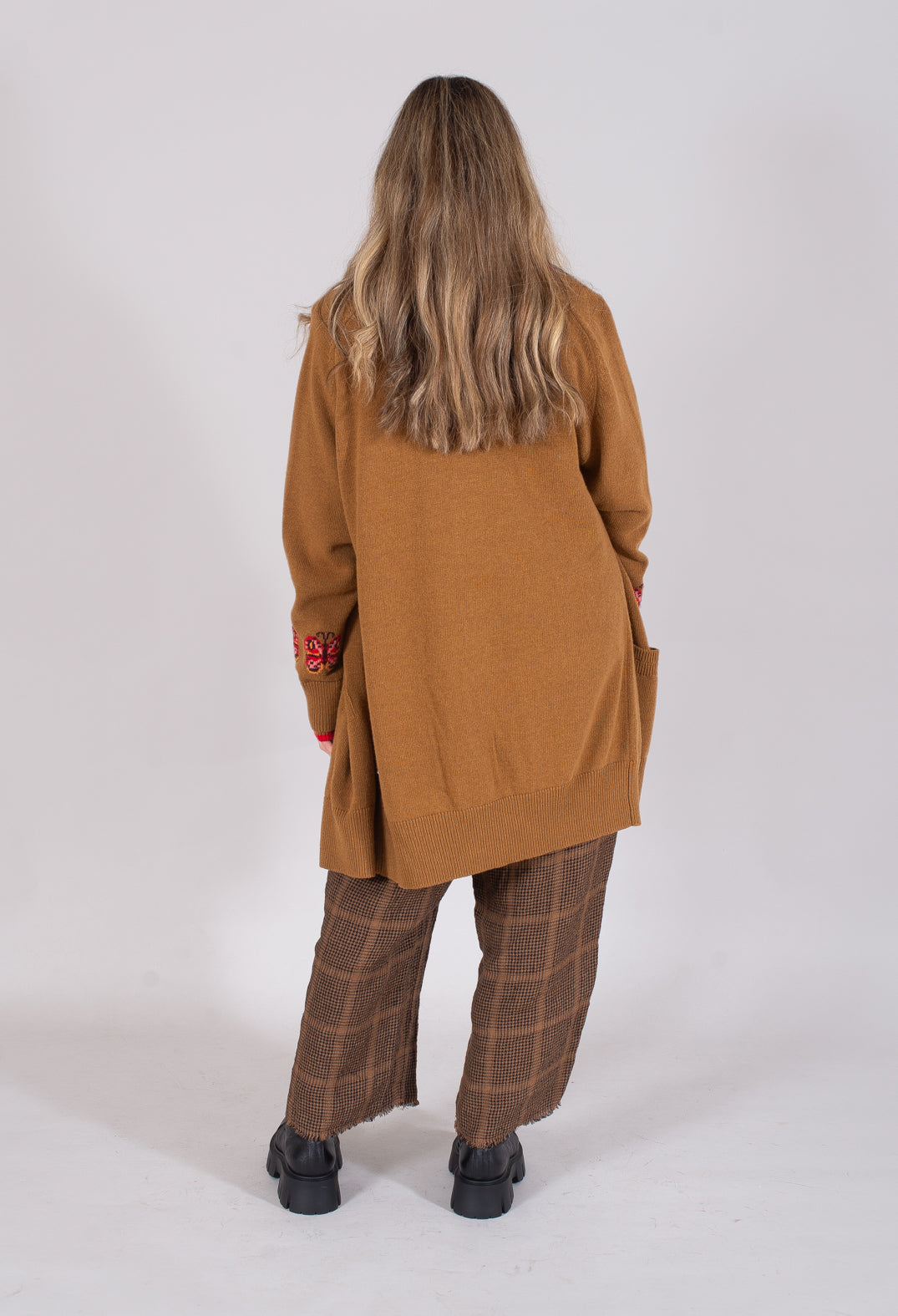 Beatrice B brown blended cashmere cardigan