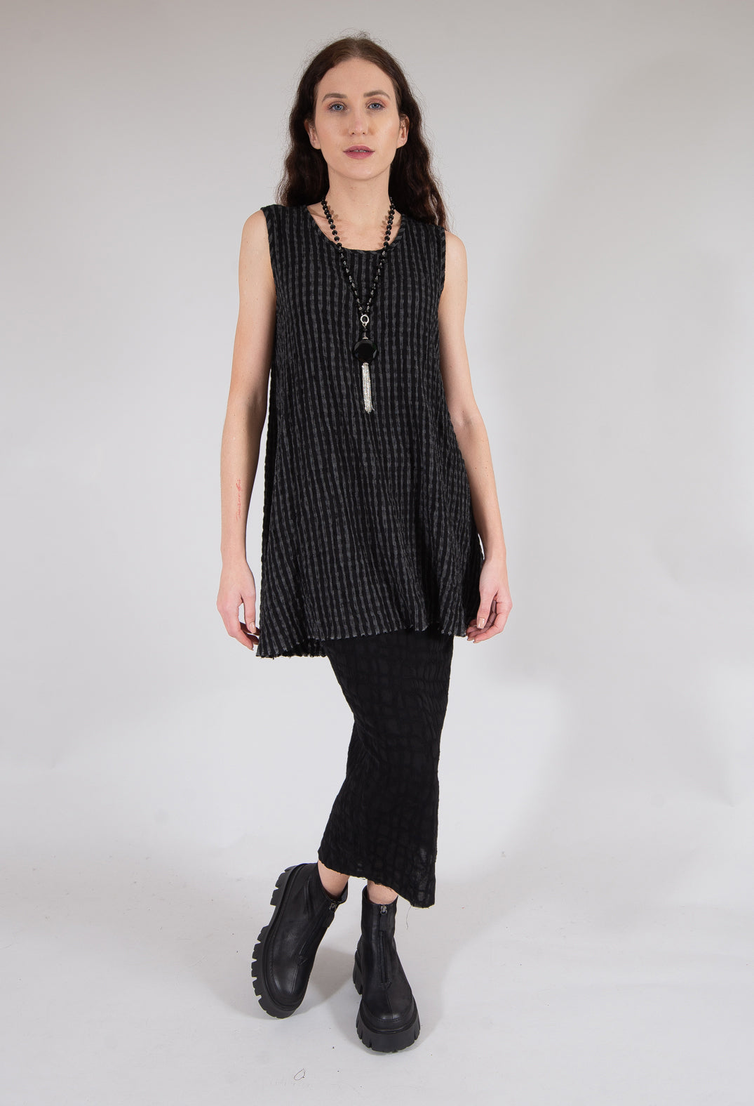 Horri Tunic in Grey and Black Stripe