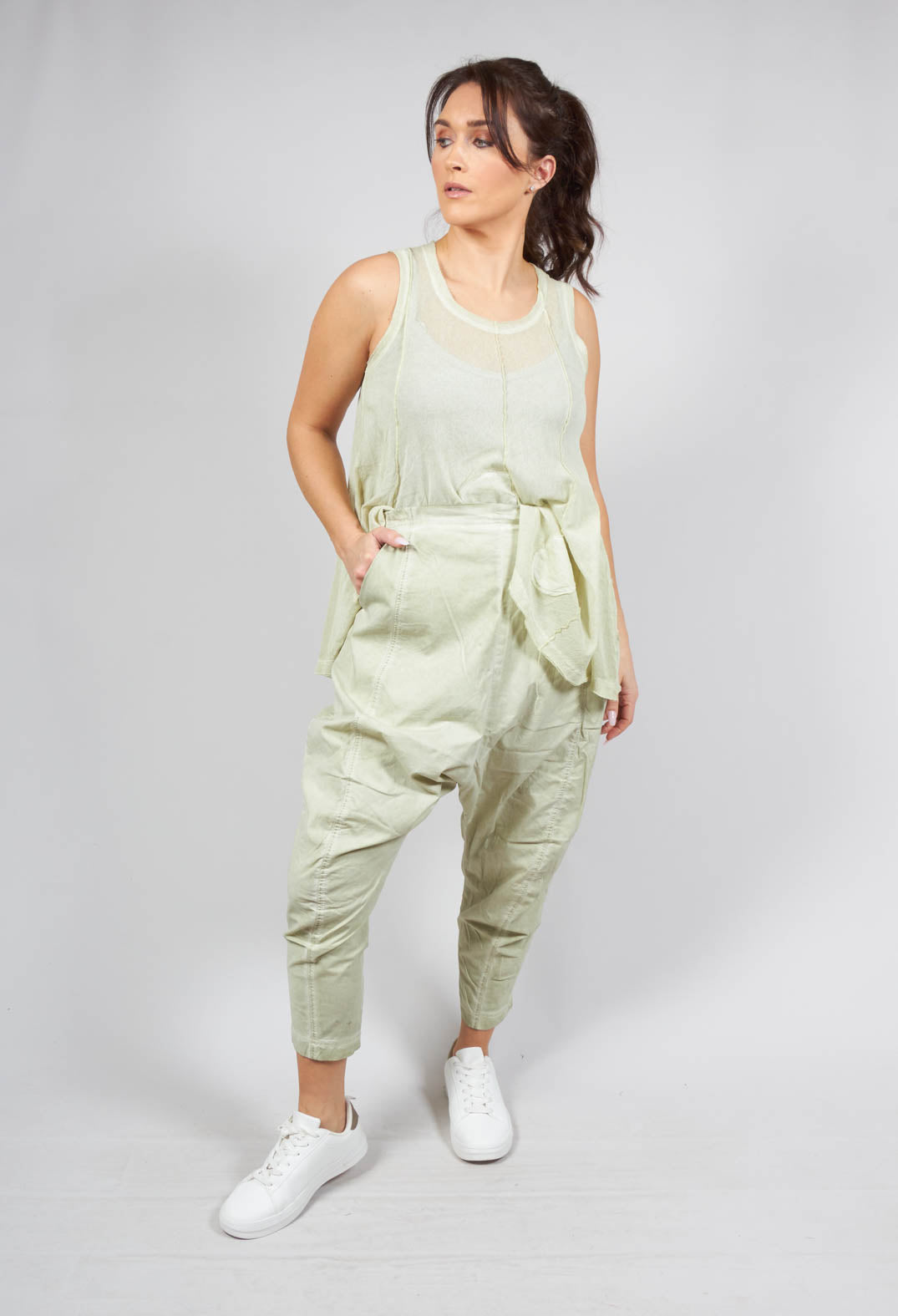 Drop Crotch Cargo Trousers in Pearl