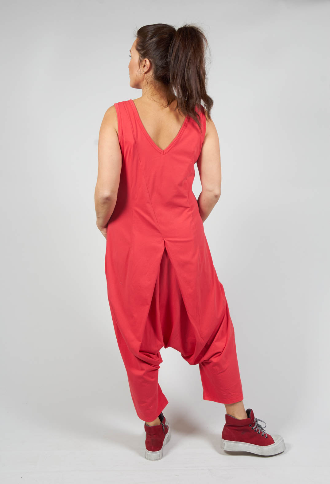 Drop Crotch Jumpsuit in Cherry