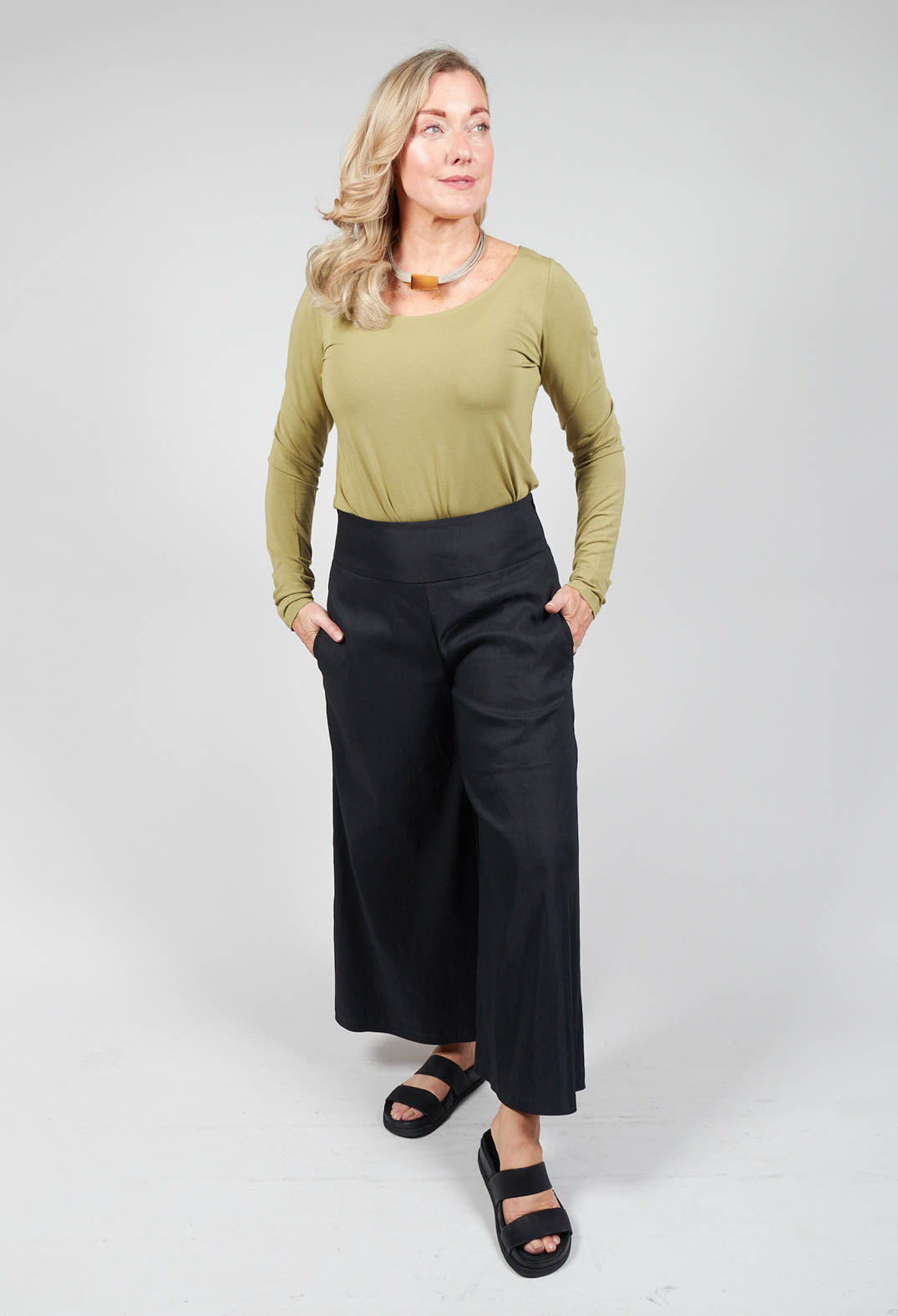 SANDY IRON MARKED CULOTTE TROUSERS BLACK