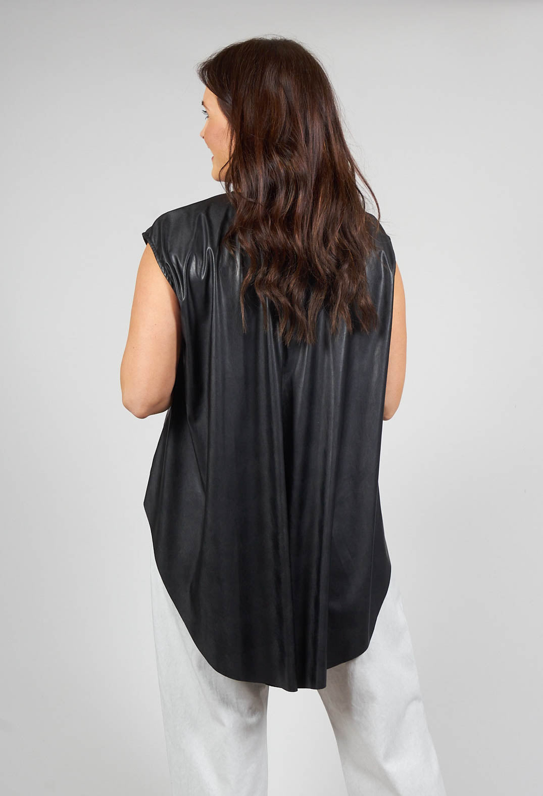 High-Low Leather Look Top