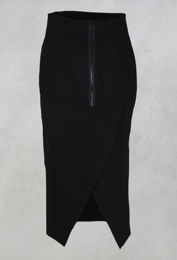 Pencil Skirt with Back Slit in Black Olivia May