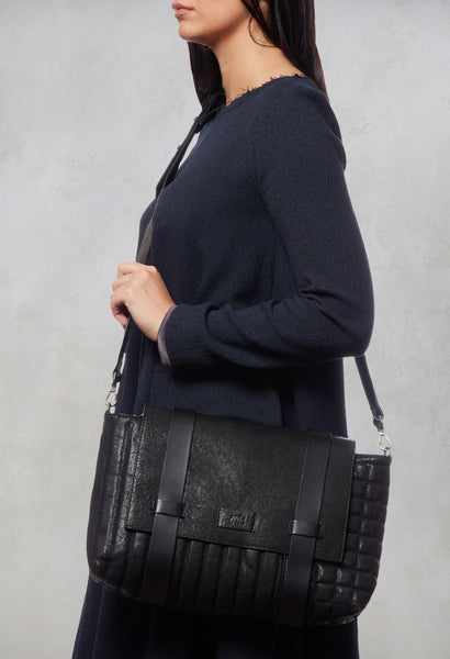 Leather Messenger Bag in Black – Olivia May