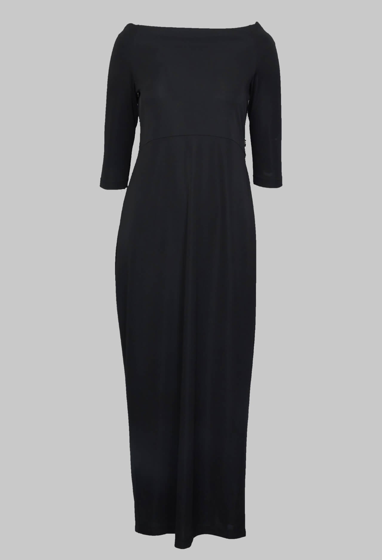 Black dress with three quarter length sleeves best sale