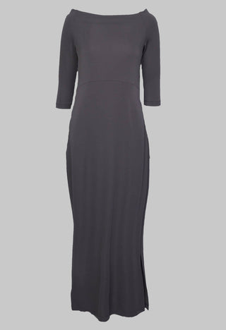 Long Dress with Three Quarter Length Sleeves in Dark Grey