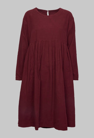 Long Sleeve Dress with Pleated Waist in Prune