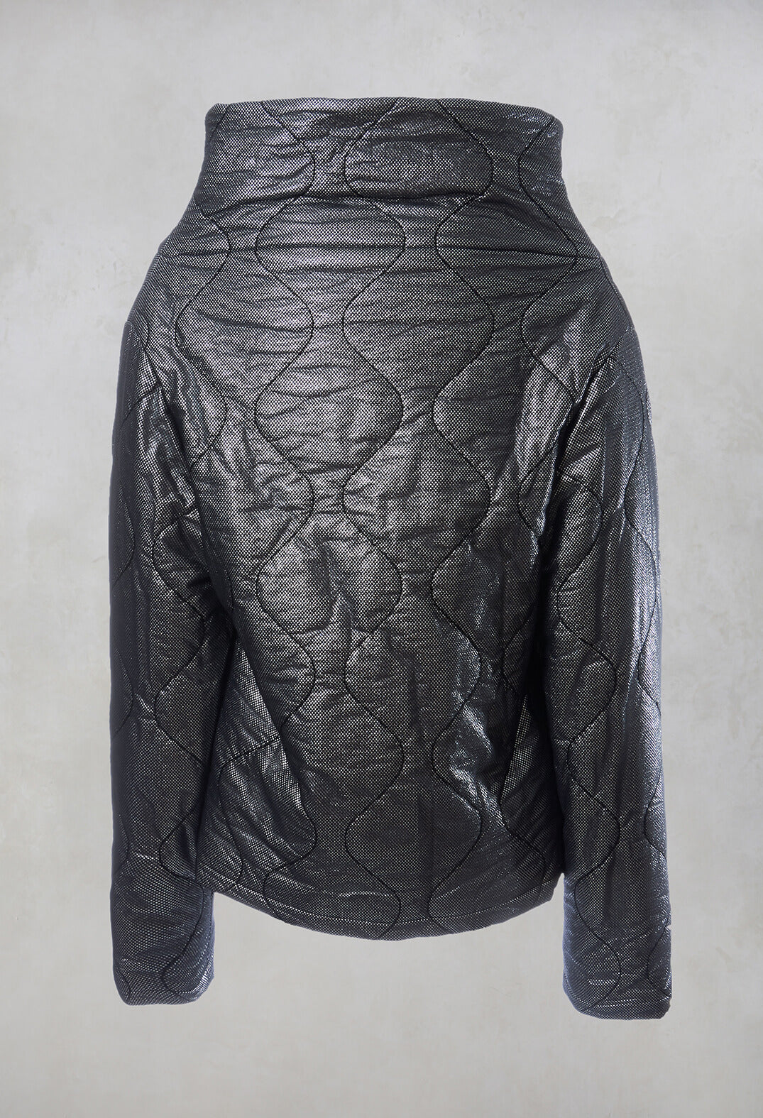 Black metallic puffer jacket hotsell