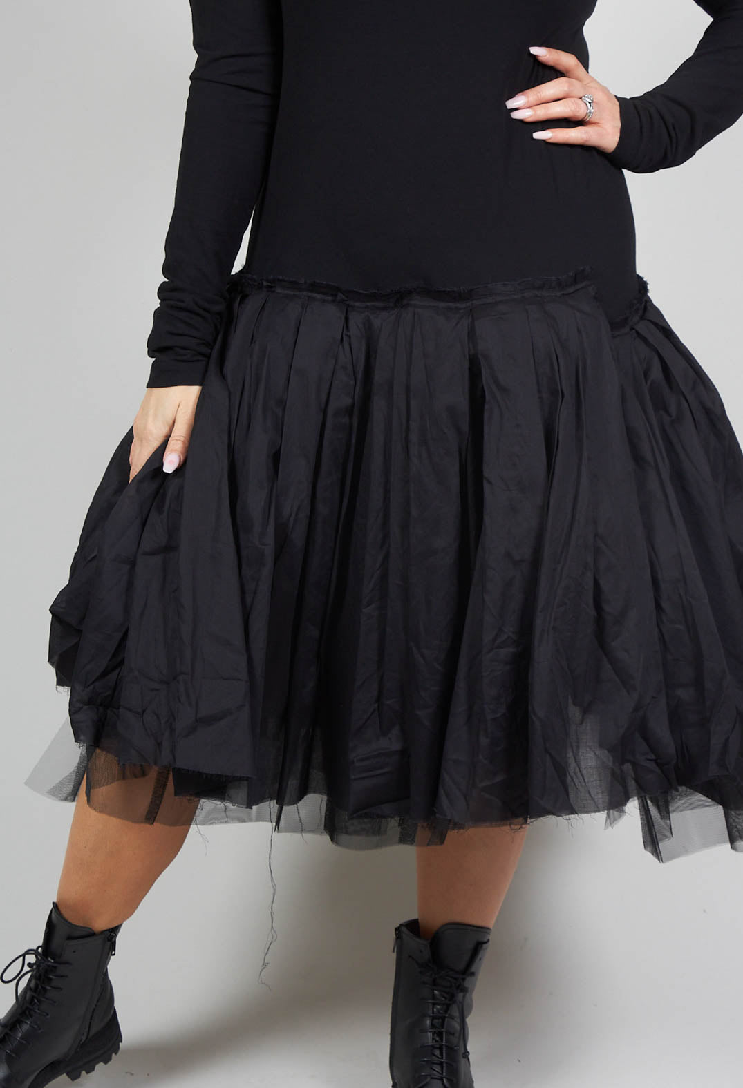 Netted Under Skirt Dress in Black Olivia May