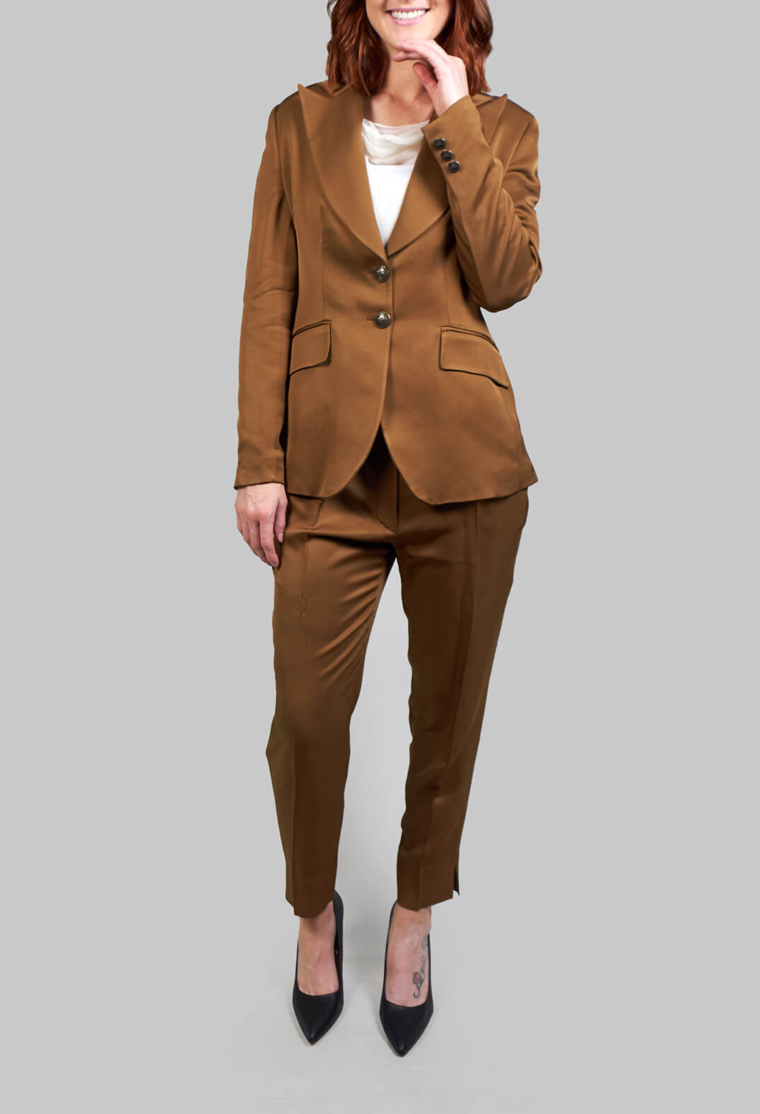 Notched Lapel Blazer in Rust