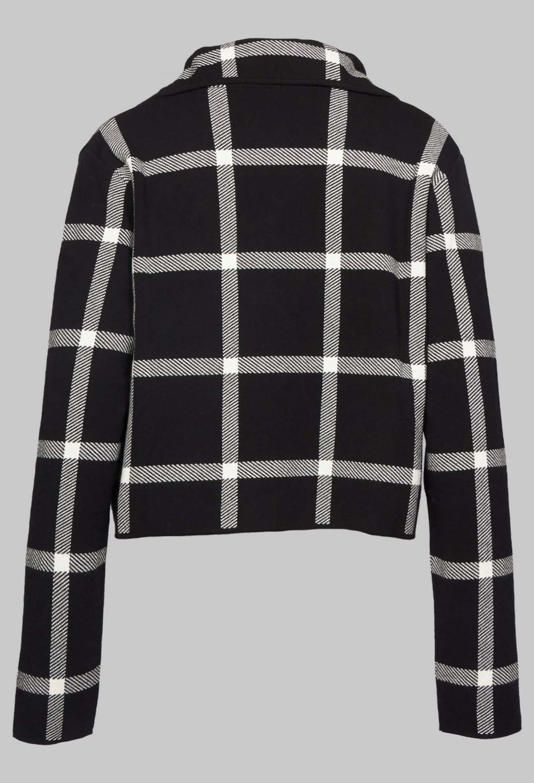 Short Cardigan with Check Design in Black