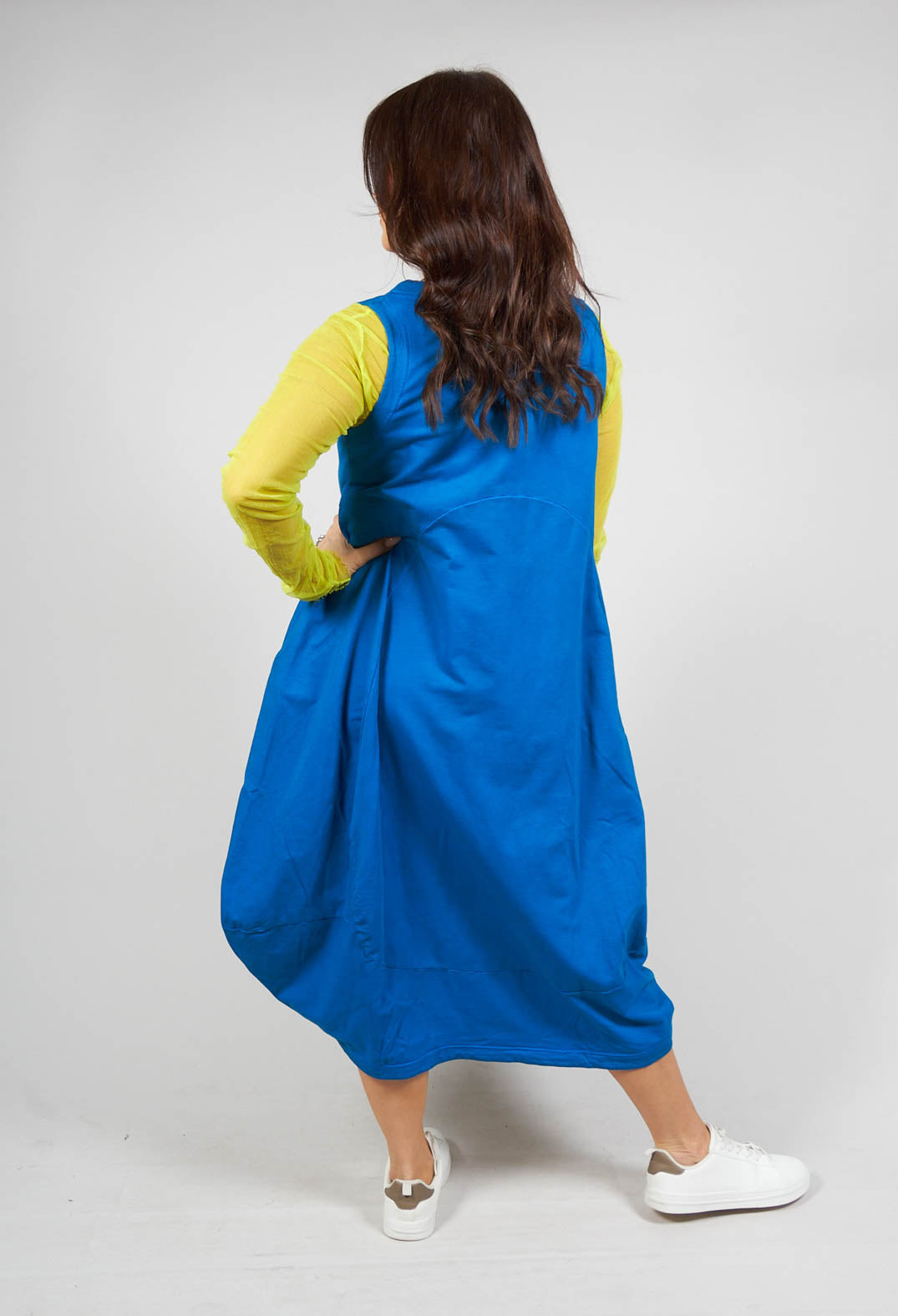 Sleeveless Balloon Style Jersey Dress in Blue – Olivia May