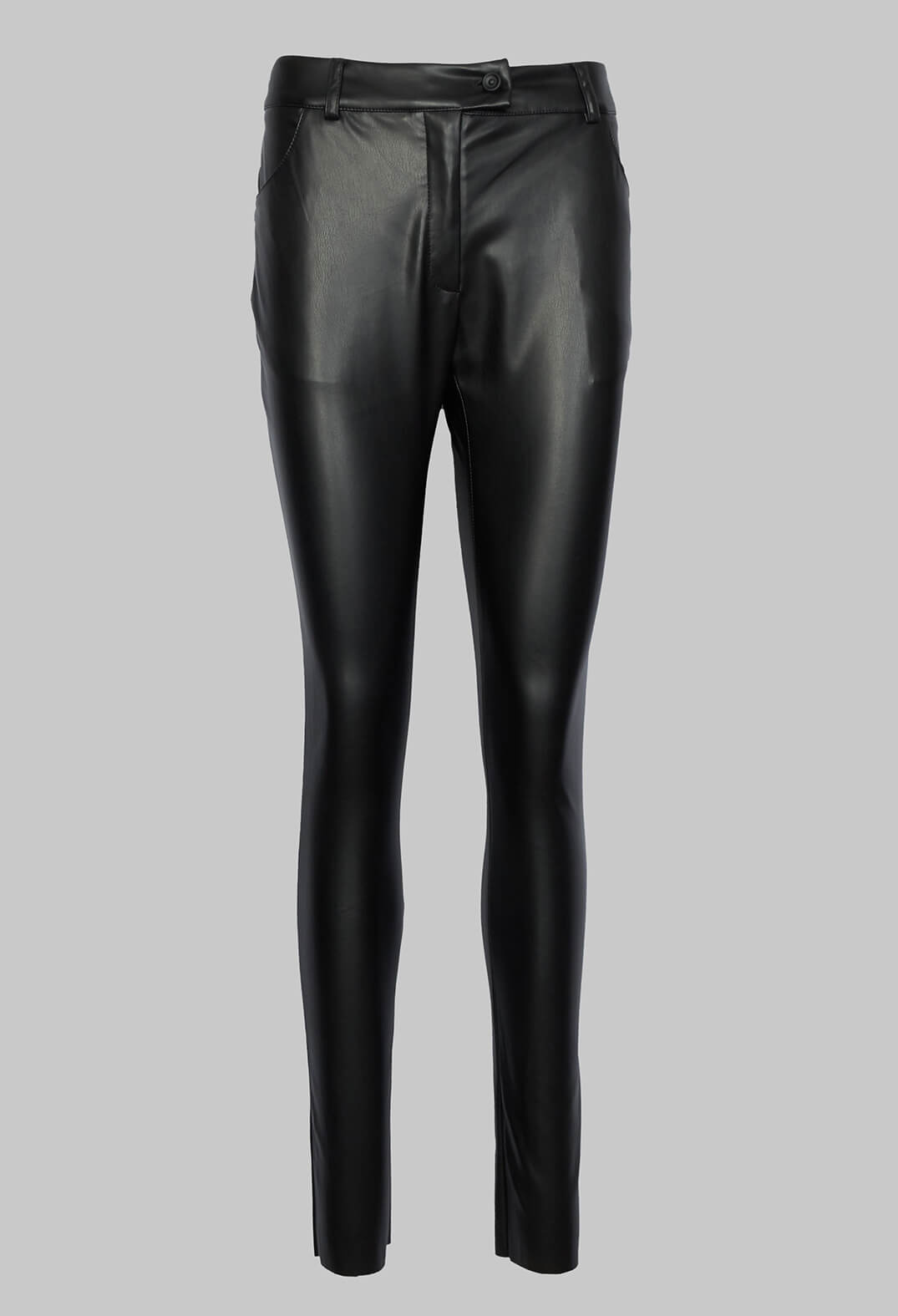 Women's Leather Look Front Split Hem Trouser | Boohoo UK