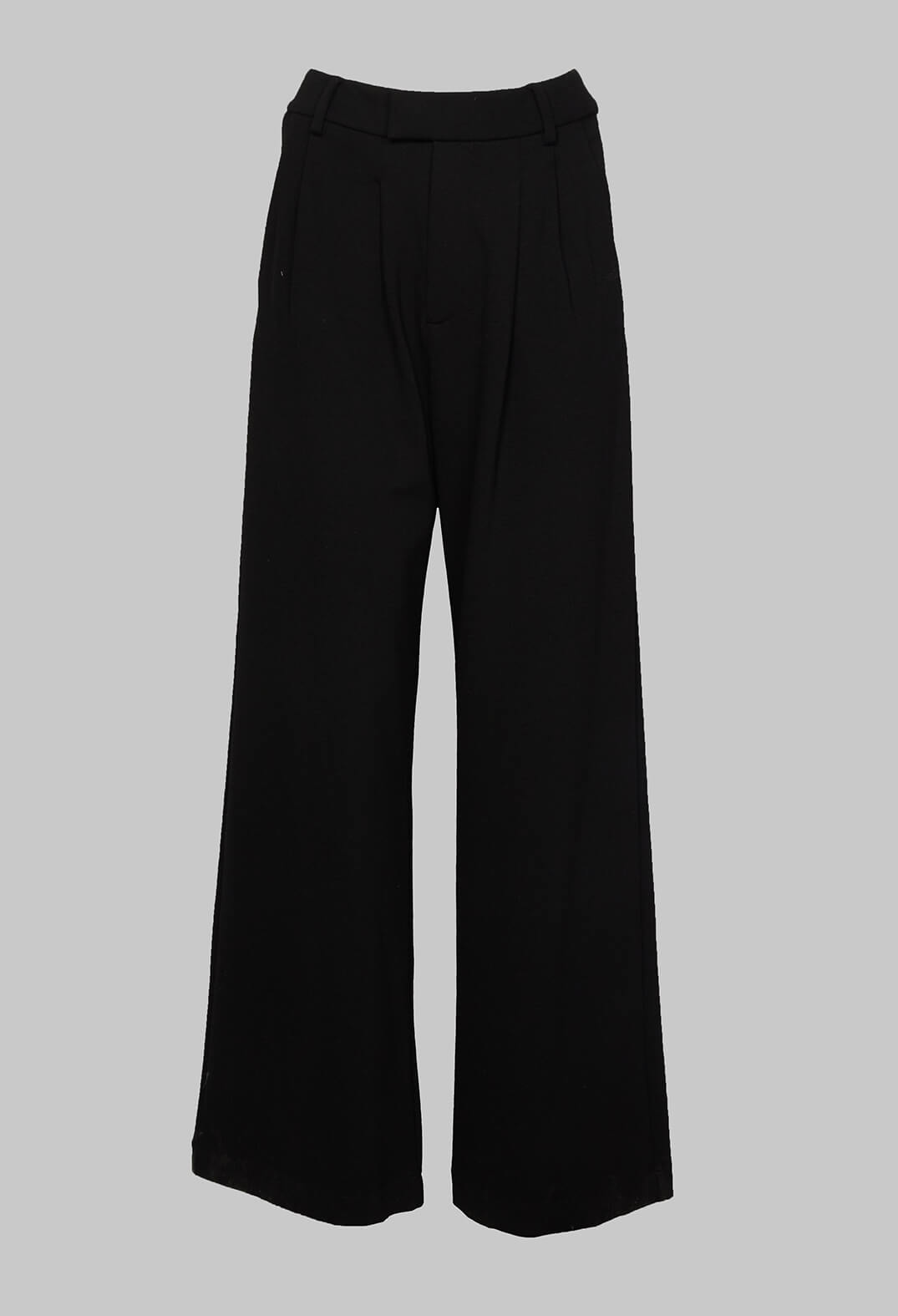 Wide Leg Pleated Trousers in Black